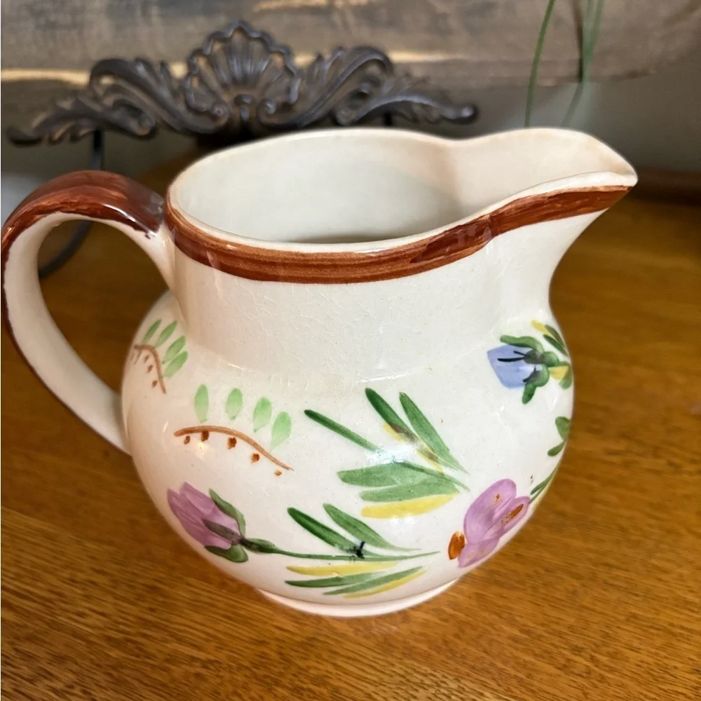 Vintage Floral Southern Blue Ridge Pottery Pitcher
